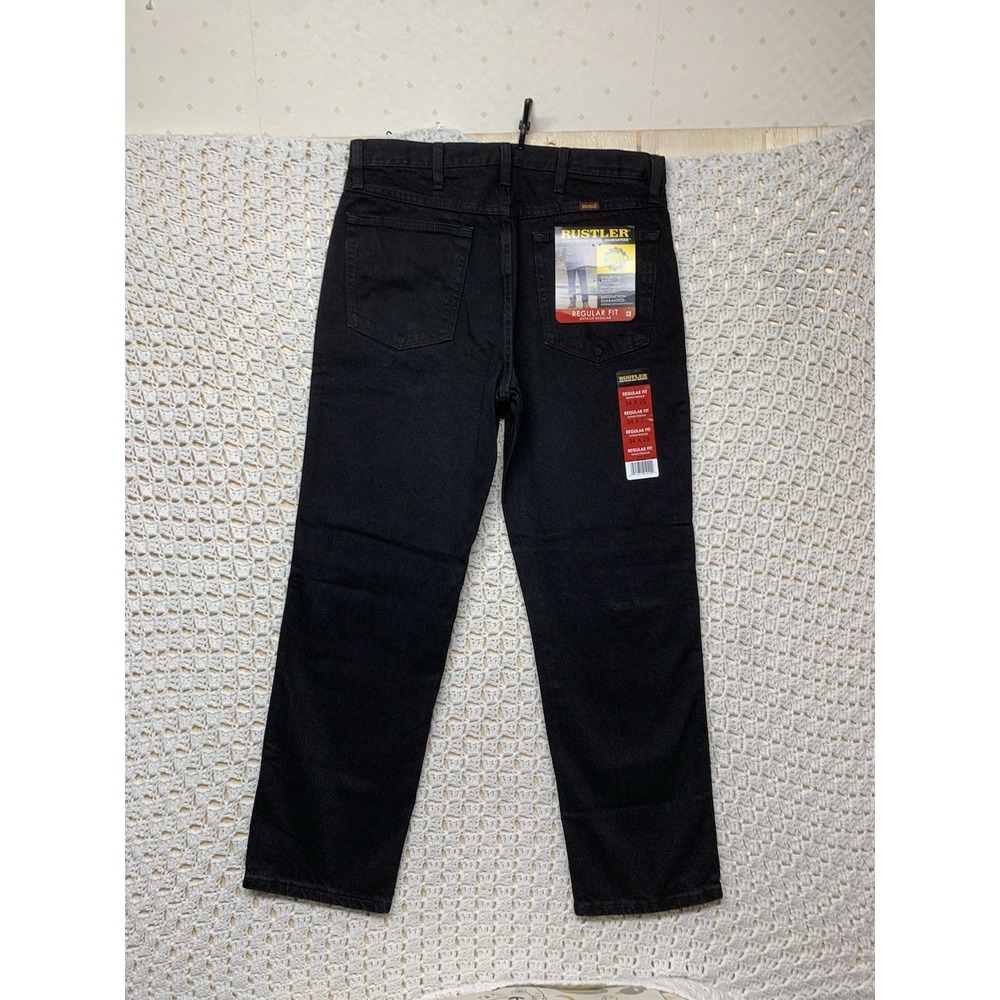 Rustler Jeans‎ Men 34x29  Black Denim Straight Leg Regular Fit Work Rugged NWT